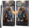 Handyhülle für Samsung Galaxy A22 5G Hülle, Magnetische Flip Stoßfeste Schutzhülle mit Standfunktion Kartenfächern Klapphülle Handytasche Katze