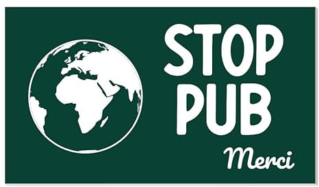 Plaque Stop Pub pour Boîte aux Lettres, Acrylique, Vert, 70 x 40 mm