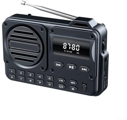 Petite radio portable AM FM, radio numérique DAB FM rechargeable, lecture de batterie 1200 mAh et alimentation secteur (noir)