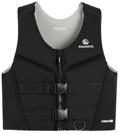 AQUASTIC Omni 50N - Belay Vest - Hochwertiges Neopren, EN ISO 12402-5, ideal für SUP, Kajak und Schlauchboot, leicht und komfortabel (Schwarz, XXL)