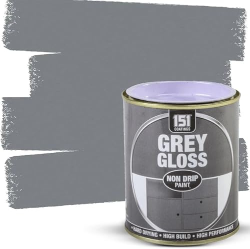 JKG Grey Gloss Non Drip Paint 300ml - Interior & Exterior Non Drip Coating - Quick Dry High Coverage Easy Apply No Mess Gloss Finish - Wood, Metal, Concrete & Furniture Paint Door Fence DIY Surfaces