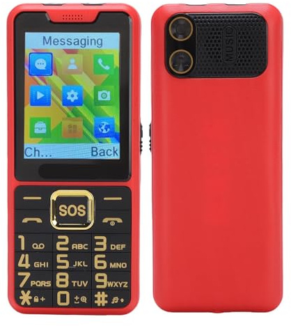 Annadue Téléphone Mobile 4G Flip pour Les Seniors, Téléphone Mobile Big Button Basic pour Les Personnes âgées, 2,6 Affichage, Lampe de Poche, Bluetooth, FM, Double Sim, Batterie de (Rouge)
