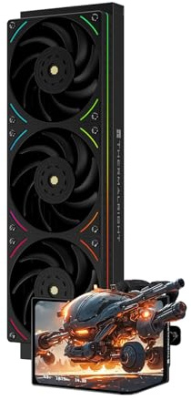 Thermalright Levita Vision 360 UB ARGB Black CPU Liquid Cooler,360mm Aio, 2K 60HZ Curved Screen with 2400x1080 Resolution,for AM4/AM5,Intel LGA1851/1700,6.67in 3D Screen High Performance Pump
