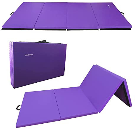BalanceFrom BFGR-01PP All-Purpose Extra Thick High Density Anti-Tear Gymnastics Folding Exercise Aerobics Mats, 4' x 10' x 2,Purple