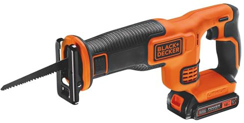 BLACK+DECKER, Sega a sciabola senza fili, 1 batteria, 1 lama da 140 mm, 18 V. BDCR18E1-QW
