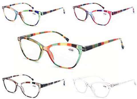 MODFANS Set med 3 läsglasögon för kvinnor, ögonglasögon, fjädergrenar, Leger Comfort Vision Net, runda förstoringsglas i modestil