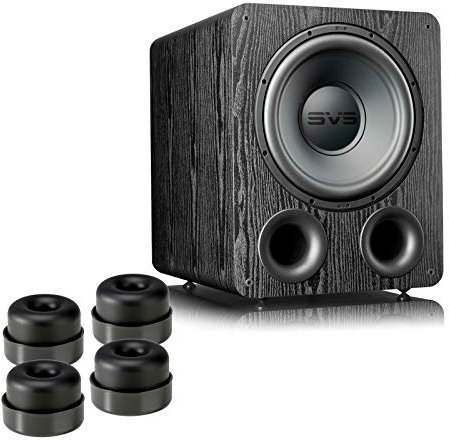 SVS PB-1000 Pro Ported 12-Inch Subwoofer Bundle SoundPath Subwoofer Isolation System (4-Pack) - Black Ash