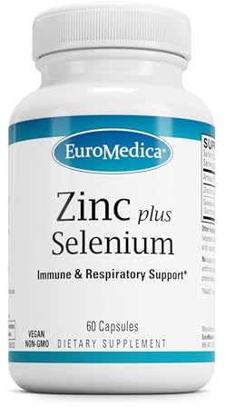 EuroMedica Zinc Plus Selenium - Immune & Respiratory Health Support Supplement - Mineral Supplement with Zinc Bisglycinate Chelate - Formula with Selenium for Cellular Health Support - 60 Capsules
