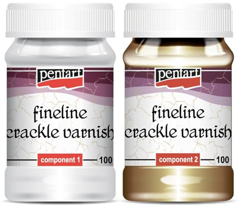 pentart Fine line barniz transparente 100 ml (juego de 2 piezas), craqueo, pinturas hobby, decoupage