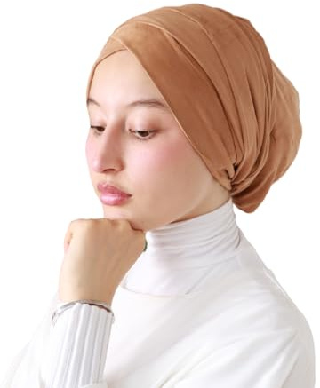 Lamis Hijab - Turbante para mujer musulmana velada TU-5, marrón claro, Talla única