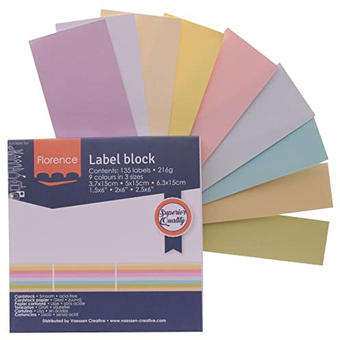 Florence Etiketten - Tonpapier - 3 Größen - Pastell - Bastelpapier für Geschenkanhänger, Preisschilder, Dekrationen - Karten Basteln