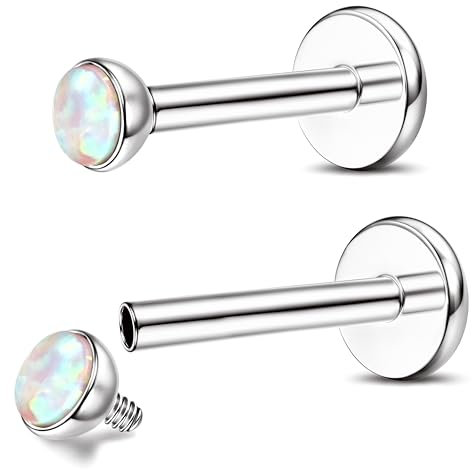 Chriscoco 16G G23 Titan Lippenpiercing Labret Piercing CZ Opal Tragus Piercing Ohr Helix Monroe Medusa Piercing Lippe für Frauen Männer 6mm 8mm