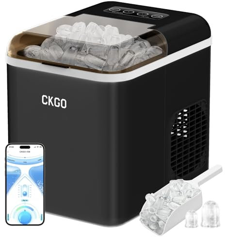 ZZLLKQ Machine à Glaçons Intelligente, 2 Tailles de Glace Machine Wi-Fi Contrôle par APP, Autonettoyant Machine a Glacons, 15kg en 24h, 9 Glaçons en 6-10 Minutes Comptoir pour Maison Camping Fête