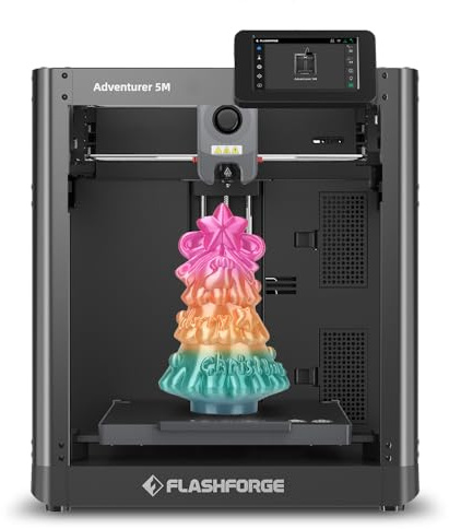 FLASHFORGE Adventurer 5M 3D Printer, 600mm/s High-Speed, 1 Click Fully Auto Leveling, Upgraded Direct extruder Quick Detachable 280°C Nozzle, Dual-Sided PEI Coating Plate, Print Size 220x220x220mm