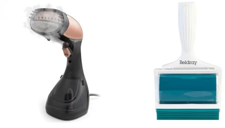 Beldray BEL01552RG-150 Handheld Clothes Steamer - Portable Vertical Garment Steamer, 1100W Wrinkle Remover and Beldray LA072597EU Handheld Lint Roller – TPR Gel Pet Hair Remover With Squeegee