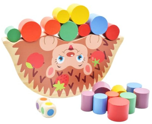 BeBuy24 Balancierspiel Igel - Motorikspielzeug aus Holz - Konzentration- und Geschicklichkeitsspiel für Kinder