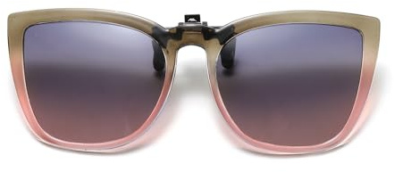 Long Keeper Clip Lunettes de Soleil Polarisées Oeil de Chat Clip Solaire pour Lunettes de Vue Femme Vintage Lunettes de Soleil Clipsable Mode, 52MM