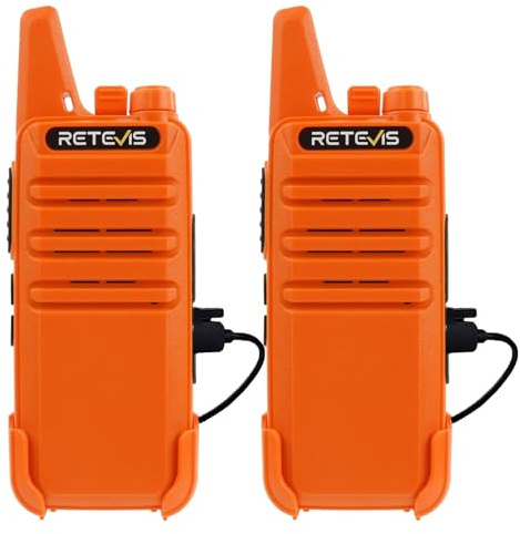 Retevis RT622 Walkie Talkies for Adults, Mini 2 Way Radio, 1000mAh Li-on Battery, VOX, Clear Sound, Rechargeable Walkie Talkies for Hiking, Camping, Fishing, Outdoor Adventure (1 Pair, Orange)