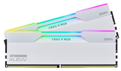 KLEVV CRAS V RGB DDR5 64GB (2x32GB) 6000MHz CL30 A-DIE 1.35V Gaming Desktop Ram Memory SK Hynix Chip XMP 3.0 / AMD Expo Ready - White (KD5BGUA80-60A300J)