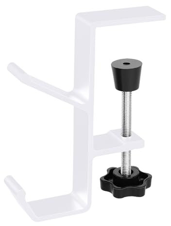 Jeffdad Soporte para auriculares, color blanco, soporte para auriculares con doble gancho, soporte para auriculares, soporte para auriculares, soporte para auriculares (gancho doble blanco)