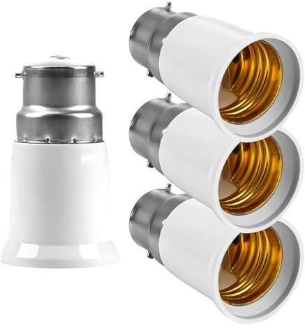 WrteEase 4PCS B22 to E27 Light Bulb Converter,Bayonet to Screwbulb Adaptor, Lightbulb Adapter Screw Fit to Bayonet, B22 to E27 Adapter, Screw to Bayonet Bulb Adaptor for Incandescent, LED, CFL Bulbs