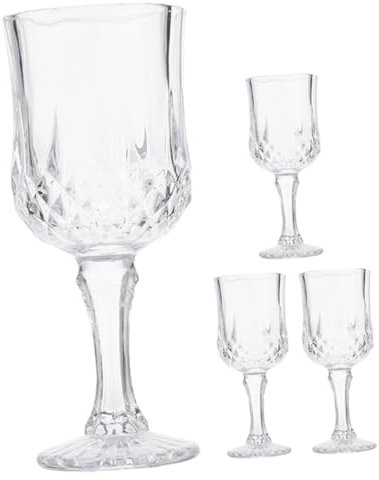 GREENADSCAPE 4 Stück romantisches Weinglas Dessertweingläser -Trinkbecher Weingläser mit Stiel Retro-Brille whiskey glasses hochzeitsgläser glasl mattierte Weinkelche klarer Weinkelch