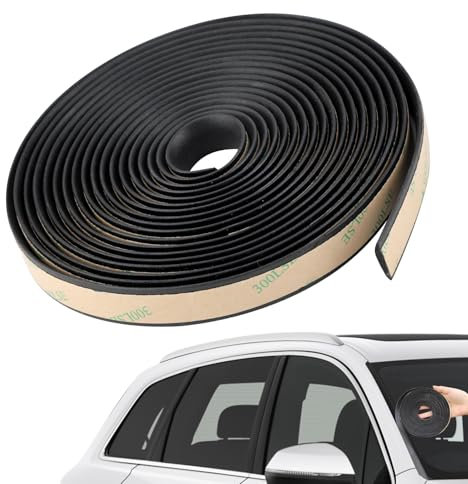 Car Rubber Sealing Strip 5M/16.4Ft Door Edge Trim Guards Protector Self-Adhesive Automotive Soundproofing Engine Cover Seal Weatherstrip Universal Fit for Most Doors Windows Windscreens(black)