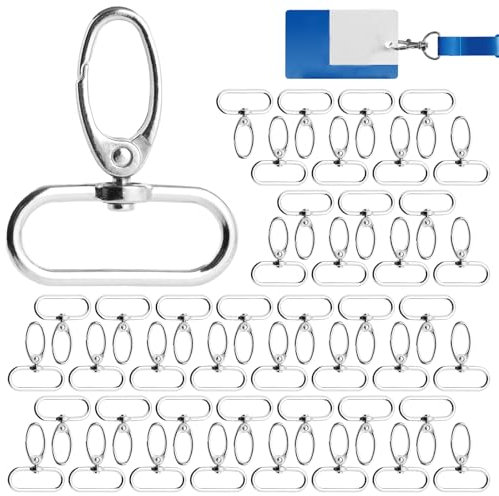 YAYODS Lot de 60 fermoirs mousquetons avec articulation pivotante - 45 x 32 mm - Mousquetons porte-clés - Pour bricolage, sac à dos, sac à main