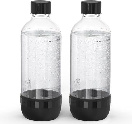 Thorder 2 Bouteille pour Machine à Soda, 1 L, Sans BPA - Réutilisables, En PET, Pour Machine à Soda, Noir(non Compatible avec Crystal et Duo)