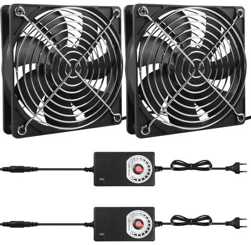 2 x Ventilador de 120 mm para Chasis, Ventilador de 12 V para PC con Control de Velocidad, Ventilador de 220 V AC de Doble Rodamiento, Ventilador Axial, Ventilador Silencioso para PC, Portátil, TV
