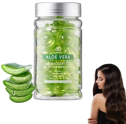 Siero per capelli multivitaminico, capsule di siero per capelli, levigante e nutriente, con olio vitaminico per capelli lisci e sani (40 capsule, aloe vera)