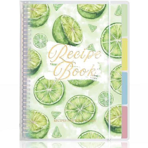 molekaus Recipe Book: Blank Recipe Book to Write in Your Own Recipes - 9.6 x 12.2 Removable Family Recipe Notebook Journal Hold up to 200 Recipes | 30 Ring Binder with 8 Dividers 24 Tabs