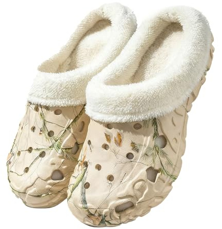 MGGMOKAY Pantofole Invernali Donna Uomo Zoccoli Gomma Scarpe da Giardino Impermeabile Antiscivolo Ciabatte da casa,Cachi,42/43