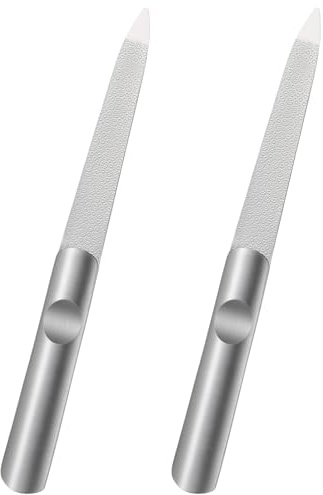 2 lime per unghie, in acciaio inox, a doppia faccia, professionale, resistente, lucidata, superfici ruvide e a grana fine, per unghie naturali