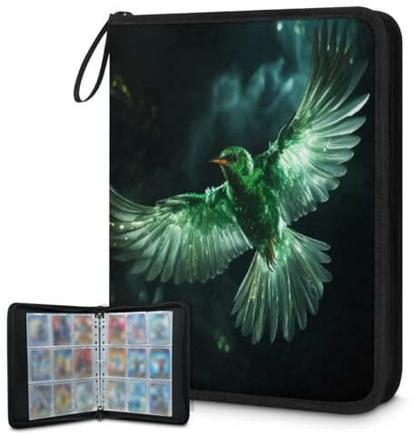 Carpeta para tarjetas coleccionables de 9 bolsillos, color verde, con fundas extraíbles, impermeable, con cremallera, capacidad para 50 páginas y 900 tarjetas