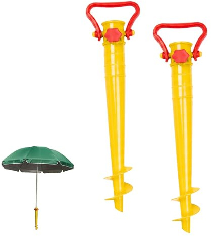 YASTA 2 pz Picchetto per Ombrellone da Spiaggia 38cm Puntale Antivento con Vite Supporto Universale con Punta Girevole Trivella per Sabbia Mare Prato Adattatore per Fissaggio Rapido in Plastica ABS