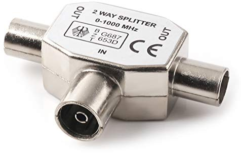 NANYI femelle à deux mâles coupleur coaxial d'antenne de télévision, prise de connecteur de type t / f à un adaptateur d'antenne coaxial RF nickelage - 1 paquet