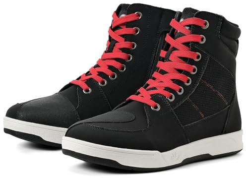BORLENI Motorradschuhe Herren Sommer Motorradstiefel Männer lässige atmungsaktive motorrad sneaker reissverschluß mit Schaltpolster, Rutschfeste Sohle Powersportschuhe Schwarz, 46
