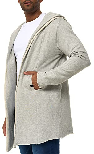 Indicode Herren Brekstad Oversize Sweatjacke mit Kapuze aus Baumwolle | Sweater Männer Lt Grey Mix, XS