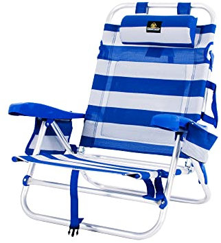 CREVICOSTA QUALITY MARK MARCAS DE CALIDAD - Sirena 2001-3 Silla de Playa Plegable con reposabrazos y 7 Posiciones. Portátil por su práctica Bolsa-Mochila (Marinera)