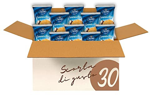 Riso Scotti Snack, Biscotti Gemma di Riso al Cocco, Gustosi e Delicati con Farina di Riso, Senza Grassi Vegetali Idrogenati, Confezione da 30 Pack