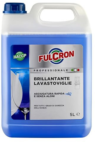 FULCRON Brillantante Lavastoviglie, Additivo Acido Concentrato, Assicura Un'Asciugatura Rapida e Senza Aloni, 5 L, Liquido