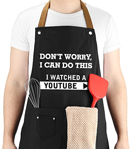 VIISPIRIT Christmas Gifts for Dad, Gifts from Wife, Daughter for Husband, Dad, Birthday Gift, BBQ Cooking Chef Apron, Father's Day Gift, Funny Men's Apron with 3 Tool Pockets Adjustable Neck Strap