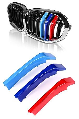 KUNGKIC Front Kühlergrill einfügen Trims Streifen Grills Cover Compatible with BMW 1er F40 2020 2021 2022 2023 Sports Style Exterior Dekoration Zubehör 3 Stück