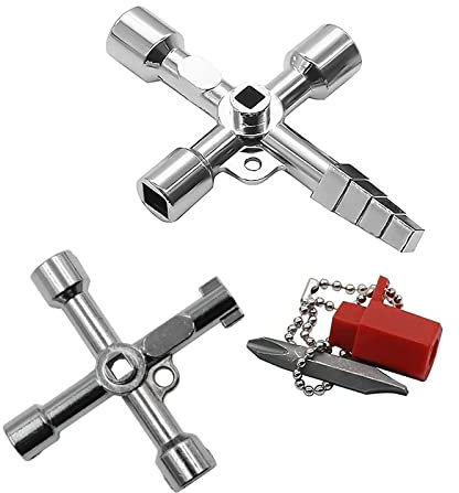 Llave Cruzada Universal Multifuncional De 4 Puntas Para Contadores De Agua, Eléctricos, Elevadores Y Cuadros Eléctricos - 2 Piezas
