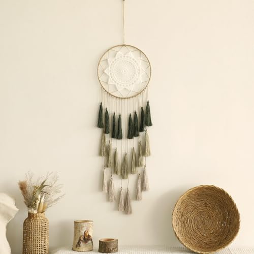 Atrapasueños de macramé para Colgar en la Pared, atrapasueños Grandes, decoración de Pared Boho Chic, Adorno de borlas Hecho a Mano, decoración Colorida de habitación para Dormitorio, Regalo de