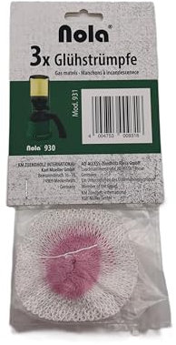 NOLA 931 Lot de 3 bas à incandescence pour lampe de camping - Gaine pour lampe à gaz pour allumer avec feu, lampes à gaz, mèche de lampe, lampe à pétrole et lanterne à gaz