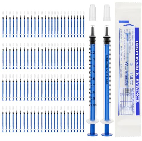 OFFCUP 100 st 1 ml råmjölksprutor i plast med lock, ingen nål för påfyllning och mätning av vätskor, vetenskapliga laboratorier, växtvattning, husdjursmatning, limapplikator