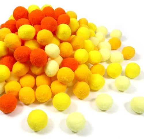 TOAOB 160 Piezas Pompones Manualidades Esponjosos Serie Naranja 25 mm Bolas de Alta Elasticidad para Decoraciones Bricolaje Suministros de Costura Creativos Guirnaldas y Flecos Proyectos Artesanías