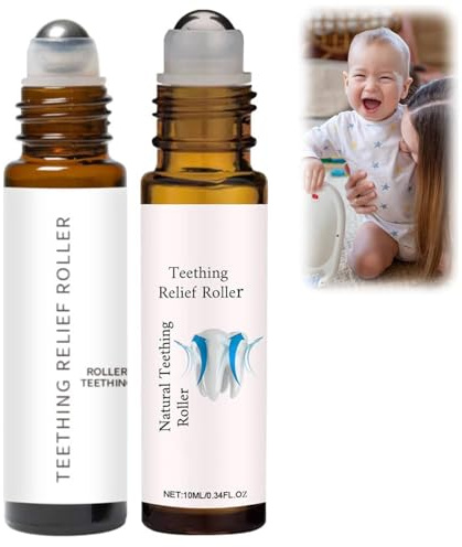 Teething Roller Natural Pain Relief, Natural Pain Relief Roller, Natural Teething Oil for Discomfort Relief Baby, Teething Relief Roller, Teething Gel, Reduce Teething Discomfort (A+B)